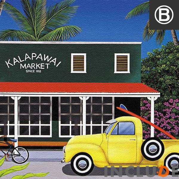 アートパネル ファブリックボード HILO KUME ビーチ リゾート トロピカル ハワイアン フラワー・レイ カラパワイ マーケット ターコイズ ブルー |  | 06