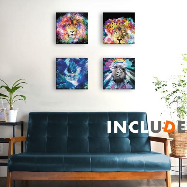 アートパネル クリエーター Galaxy animal もふ 虹色 動物 幻想 ブラックアート 華 花 ライオン 百獣の王 ウルフ 白い狼 地球 城 表現力 個性 Galaion イラスト | 