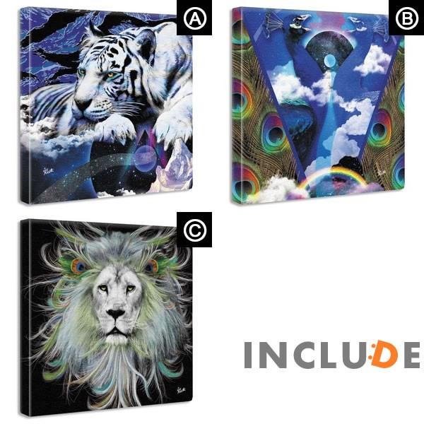 アートパネル クリエーター もふ 虹色 動物 幻想 ブラックアート ホワイトタイガー 虎 クジャク 孔雀 タジャドル 孔雀王 ライオン タテガミ 鬣 Galaion |  | 04