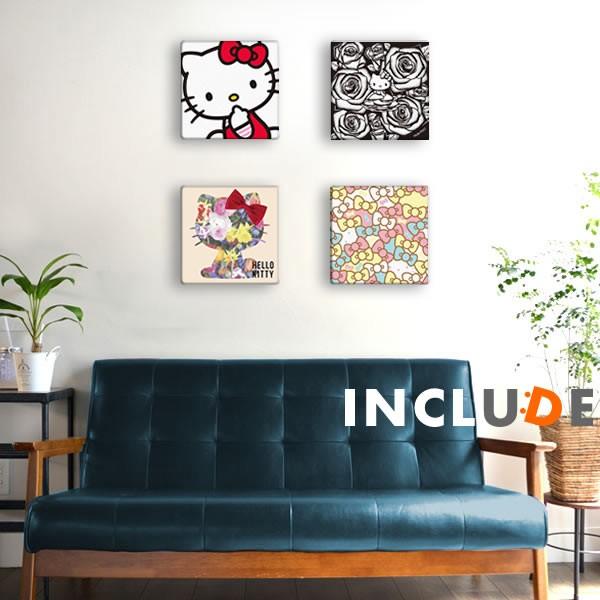 アートパネル ファブリックボード ハローキティ キティちゃん サンリオ キティ・ホワイト 薔薇 バラ ローズ カラーローズ リボン アニメ ポップアート | 