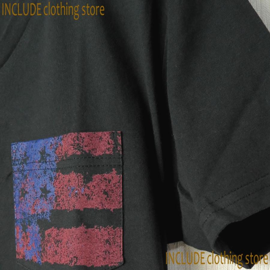 送料無料 Vネック 半袖Ｔ スター ポケット USAコットン 星条旗 アメリカ国旗 プリント Tシャツ BITTER |  | 03