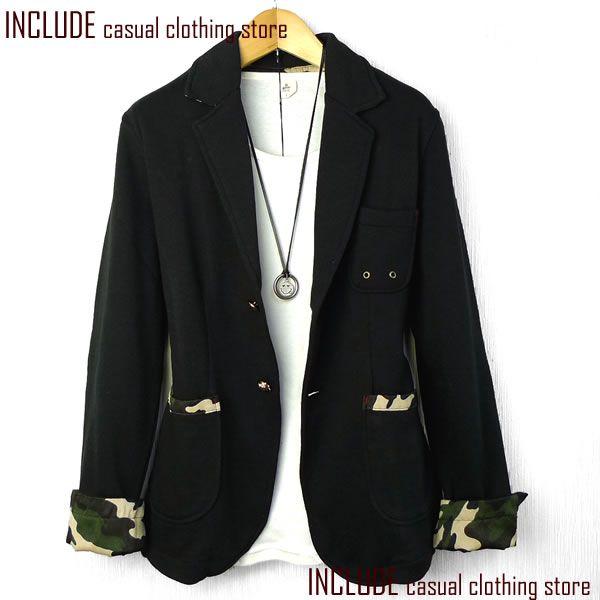 カモフラ柄 切替 裏毛 スウェット テーラード ニット イージー ジャケット メンズ |  | 04