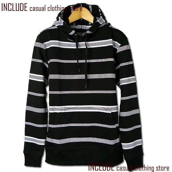 裏毛 ボーダー プルパーカー メンズ カジュアル パーカー フード グレー ブラック |  | 01