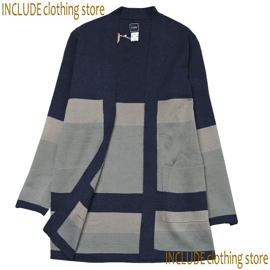 マルチボーダー ロング カーディガン 長袖 ニット 12GGニット コーディガン メンズ |  | 02