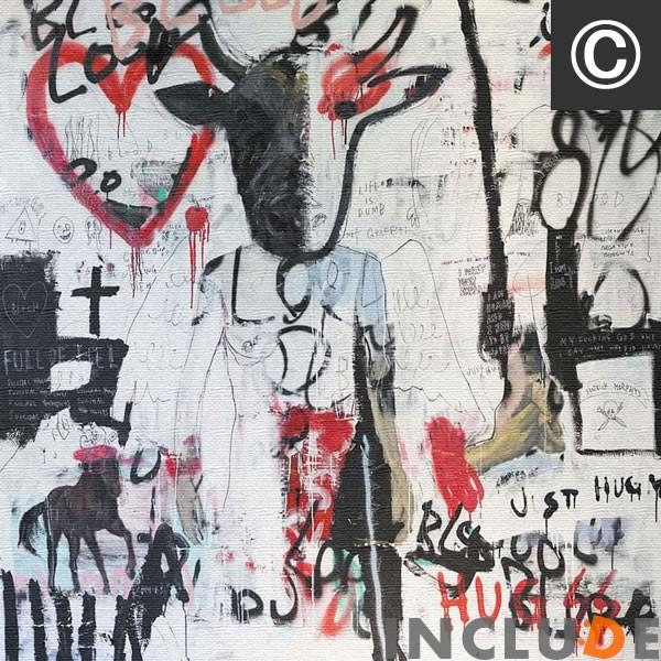 アートパネル 乾シンイチロウ グラフィティ エアロゾールアート アメリカン ライター ペインター ロックン・ロール graffiti 牛仮面 Cow ハート モノクロ |  | 08