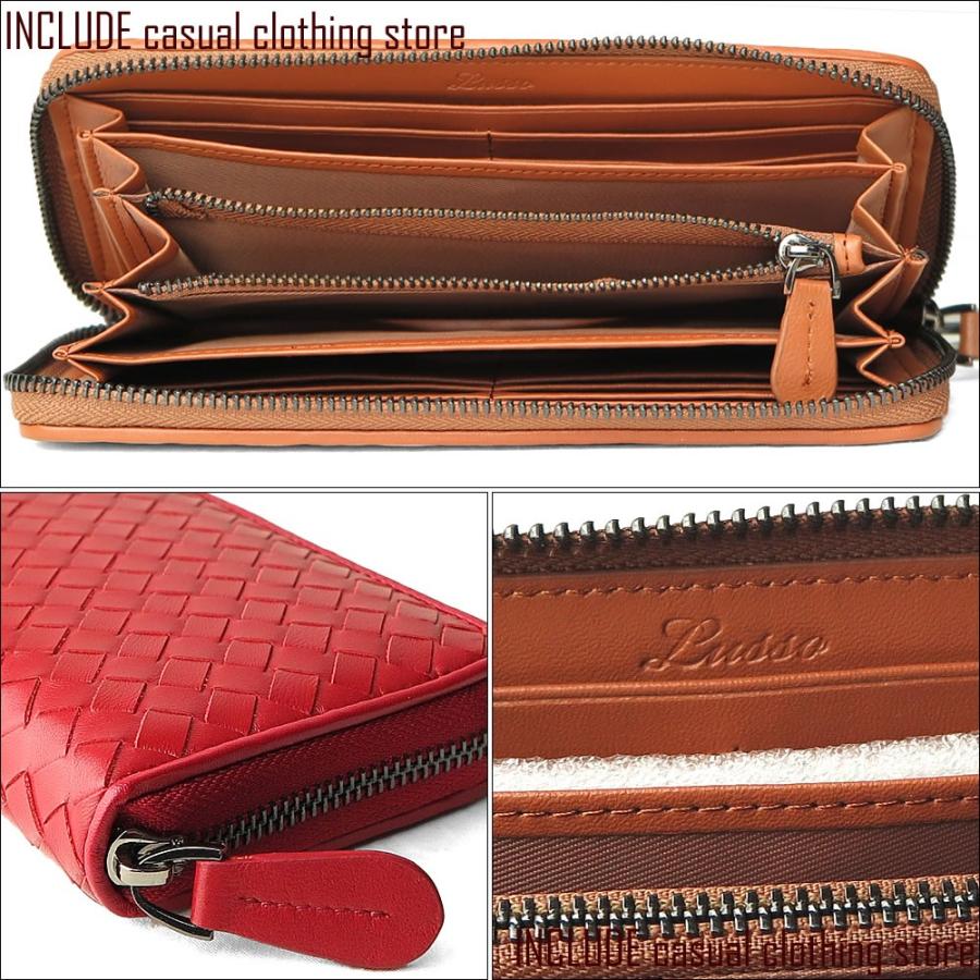 LUSSO ルッソ 本革 ラムレザー イントレチャート ラウンドファスナー ロングウォレット 長財布 財布 |  | 04