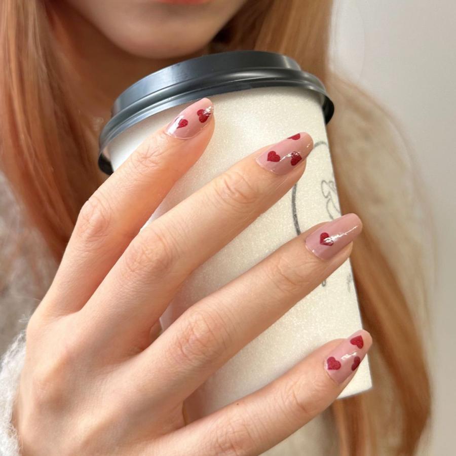 ネイルシール 貼るだけ 簡単 硬化不要 ハート ネイル インココ マニキュア ベージュ 赤 マット デザイン ペディ 貼るだけ ネイル セルフ INCOCO 爆買 | INCOCO | 06