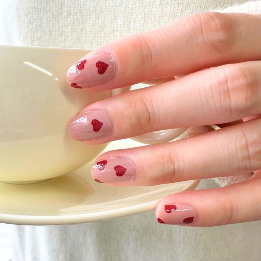 ネイルシール 貼るだけ 簡単 硬化不要 ハート ネイル インココ マニキュア ベージュ 赤 マット デザイン ペディ 貼るだけ ネイル セルフ INCOCO 爆買 | INCOCO | 08