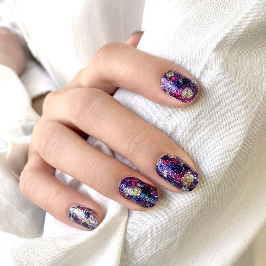 ネイルシール フット 硬化なし 貼る ネイル インココ ラメ パープル マニキュア パープル 貼る ネイル ペディキュア セルフ 簡単 貼るだけ 足 キラキラ | INCOCO | 07