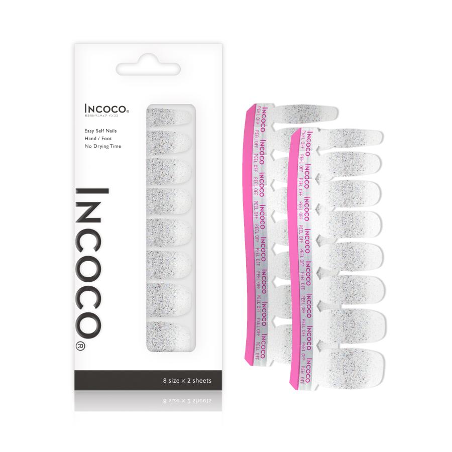 ネイルシール ジェルネイル風 硬化なし インココ 貼るだけ 簡単 INCOCO マニキュア シルバー 貼る ネイル ペディキュア セルフ 足 キラキラ ポイント消化 | INCOCO | 04