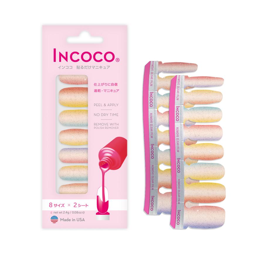 ネイルシール 貼るだけ 簡単 硬化なし シアー インココ マニキュア 柄 ペディ 貼るだけ ネイル セルフ INCOCO キラキラ | INCOCO | 14