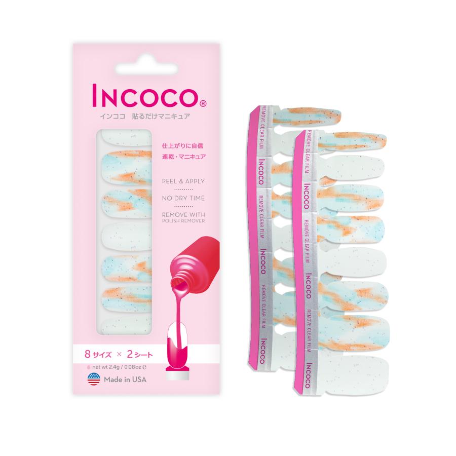 ネイルシール 貼るだけ 簡単 硬化なし シアー インココ マニキュア パールホワイト 柄 ペディ 貼るだけ ネイル セルフ INCOCO キラキラ | INCOCO | 14