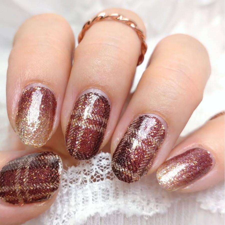 ネイルシール 貼るだけ 簡単 硬化不要 ネイル チェック インココ マニキュア ラメ ブラウン デザイン フット ネイル おしゃれ かわいい ペディ INCOCO 爆買 | INCOCO | 07