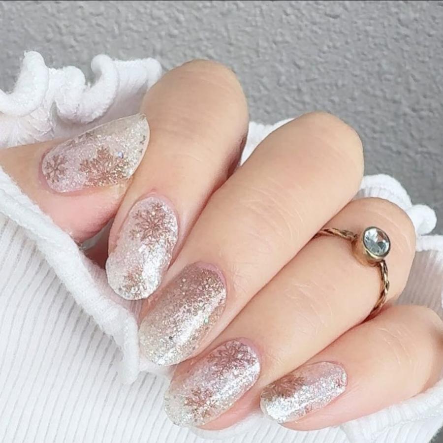 ネイルシール 貼るだけ インココ INCOCO ジェルネイル風 シール ホワイト ゴールド 雪の結晶 クリスマス 貼る ネイル ペディキュア セルフ 簡単 足 キラキラ | INCOCO | 06