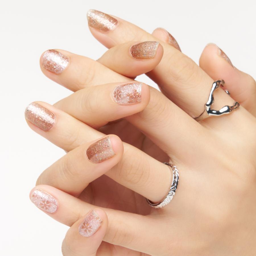 ネイルシール 貼るだけ インココ INCOCO ジェルネイル風 シール ホワイト ゴールド 雪の結晶 クリスマス 貼る ネイル ペディキュア セルフ 簡単 足 キラキラ | INCOCO | 08