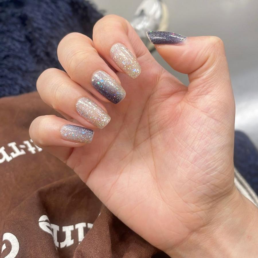 ネイルシール ジェルネイル風 硬化なし インココ 貼るだけ 簡単 マニキュア INCOCO シルバー ブルー マグネットネイル ペディキュア セルフ 足 キラキラ | INCOCO | 06