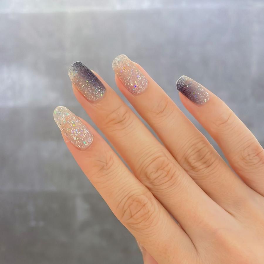 ネイルシール ジェルネイル風 硬化なし インココ 貼るだけ 簡単 マニキュア INCOCO シルバー ブルー マグネットネイル ペディキュア セルフ 足 キラキラ | INCOCO | 08