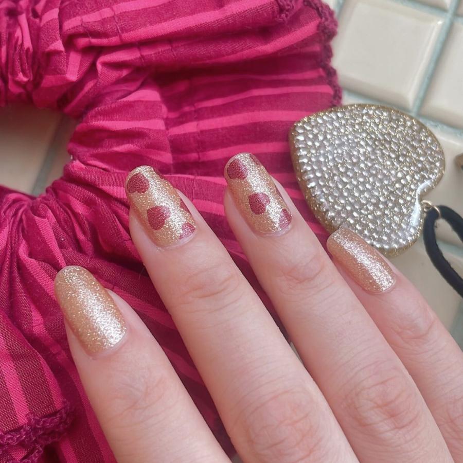 ネイルシール 貼るだけ インココ INCOCO ジェルネイル風 シール ゴールド ハート クリスマス 貼る ネイル ペディキュア セルフ 簡単 貼るだけ 足 キラキラ | INCOCO | 06