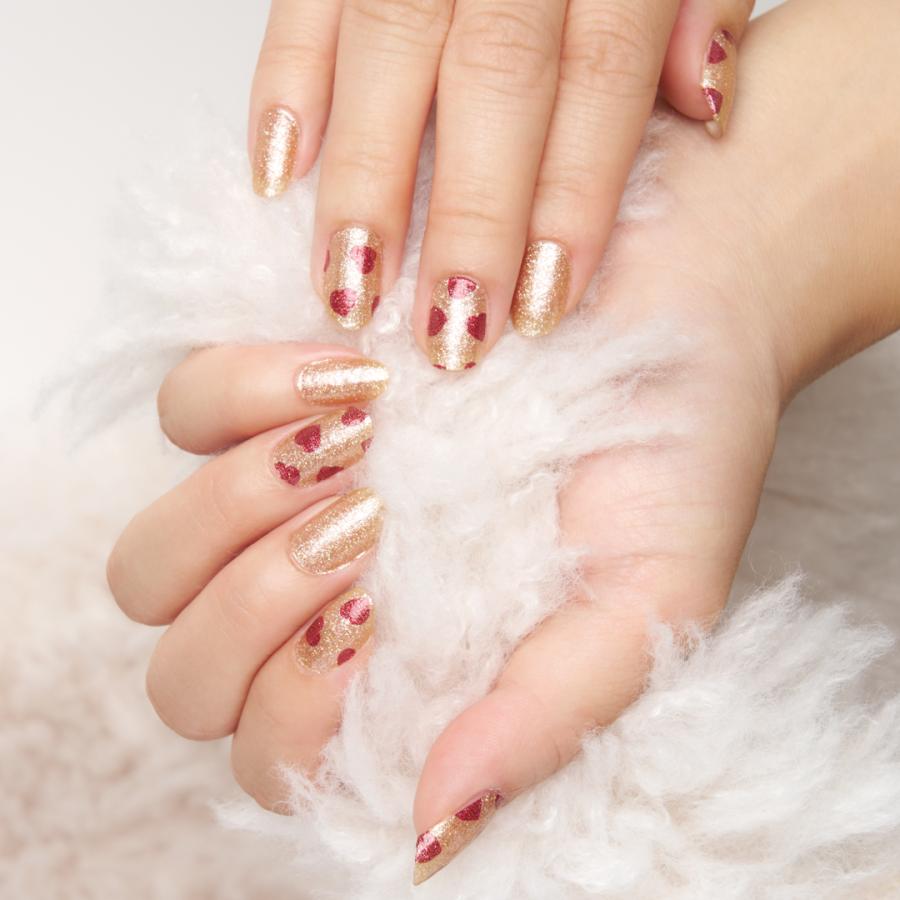 ネイルシール 貼るだけ インココ INCOCO ジェルネイル風 シール ゴールド ハート クリスマス 貼る ネイル ペディキュア セルフ 簡単 貼るだけ 足 キラキラ | INCOCO | 07