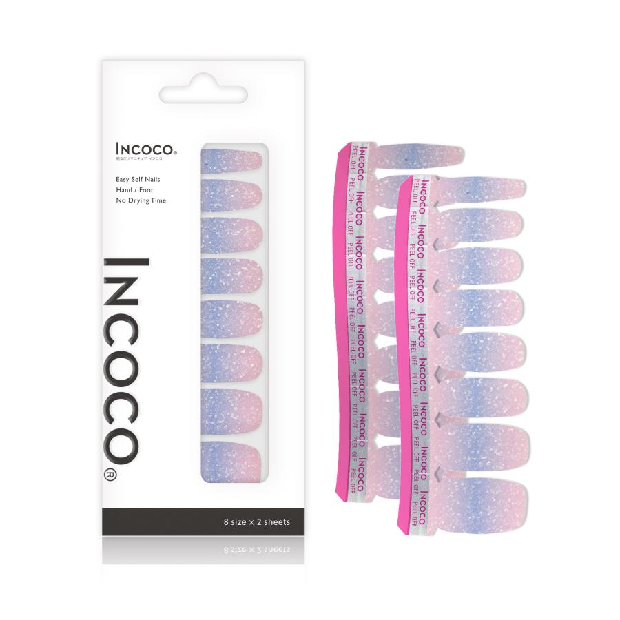ネイルシール 貼るだけ ジェルネイル風 インココ INCOCO シール ピンク ブルー 貼る ネイル セルフネイル ペディキュア セルフ 簡単 足 キラキラ | INCOCO | 04
