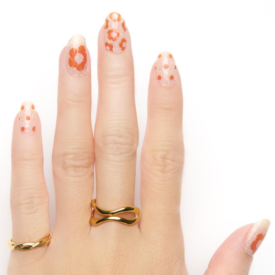 ネイルシール 花 貼るだけ ジェル風 インココ マニキュア ベージュ オレンジ INCOCO シール 貼る ネイル ペディキュア セルフ 簡単 足 | INCOCO | 06