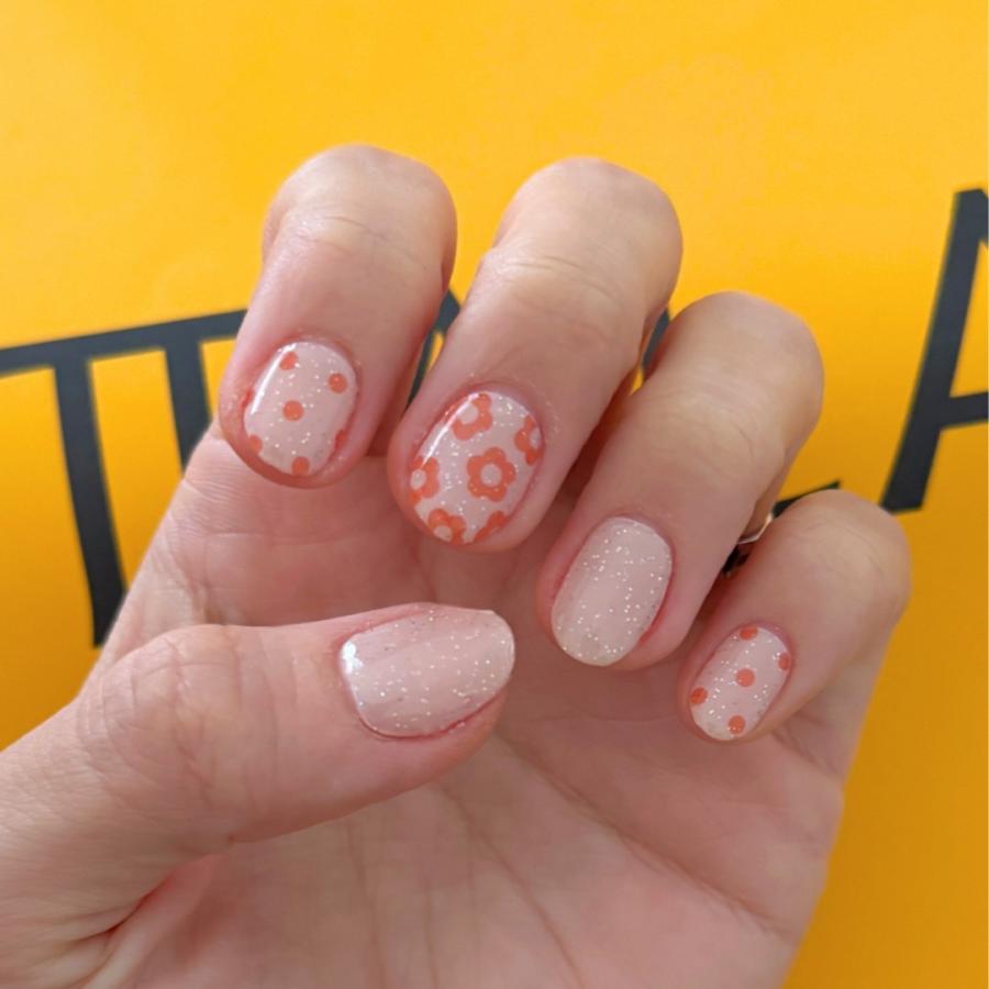 ネイルシール 花 貼るだけ ジェル風 インココ マニキュア ベージュ オレンジ INCOCO シール 貼る ネイル ペディキュア セルフ 簡単 足 | INCOCO | 07