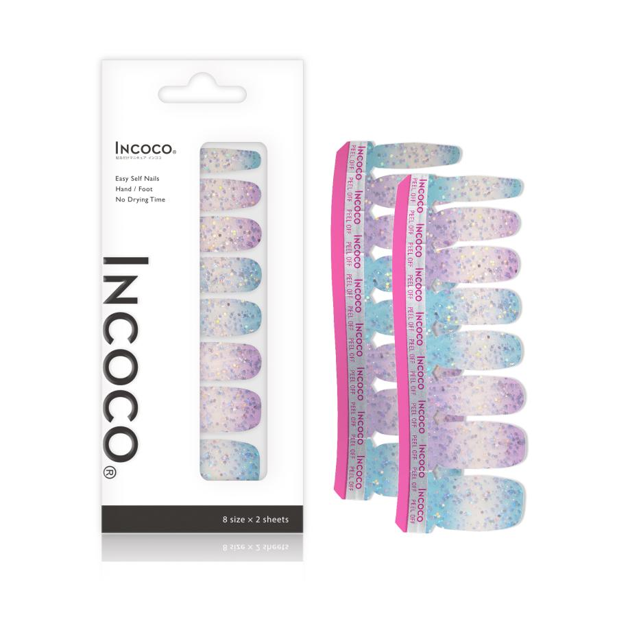ネイルシール 貼るだけ ジェル風  インココ マニキュア ホワイト ブルー パープル INCOCO シール 貼る ネイル ペディキュア セルフ 簡単 足 | INCOCO | 04