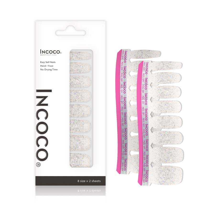 ネイルシール ジェルネイル風 硬化なし インココ 貼るだけ 簡単 INCOCO マニキュア シルバー 貼る ネイル ペディキュア セルフ 足 キラキラ ポイント消化 | INCOCO | 04