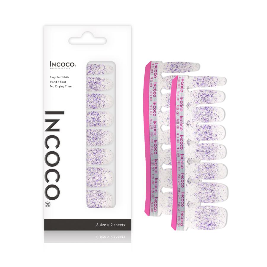 ネイルシール ジェルネイル風 硬化なし インココ 貼るだけ 簡単 INCOCO マニキュア パープル 貼る ネイル ペディキュア セルフ 足 キラキラ ポイント消化 | INCOCO | 04