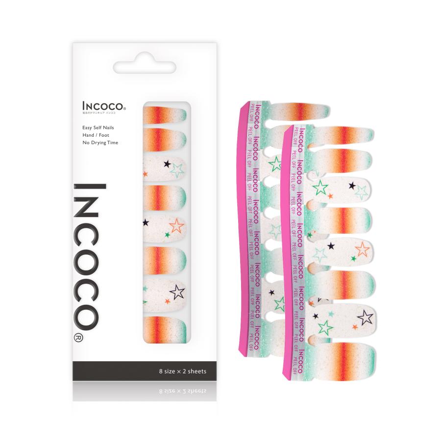 ネイルシール 貼るだけ フット 花 インココ ジェル風 シール マニキュア クリア グリーン オレンジ INCOCO 貼る ネイル ペディキュア セルフ 簡単 足 爆買 | INCOCO | 04