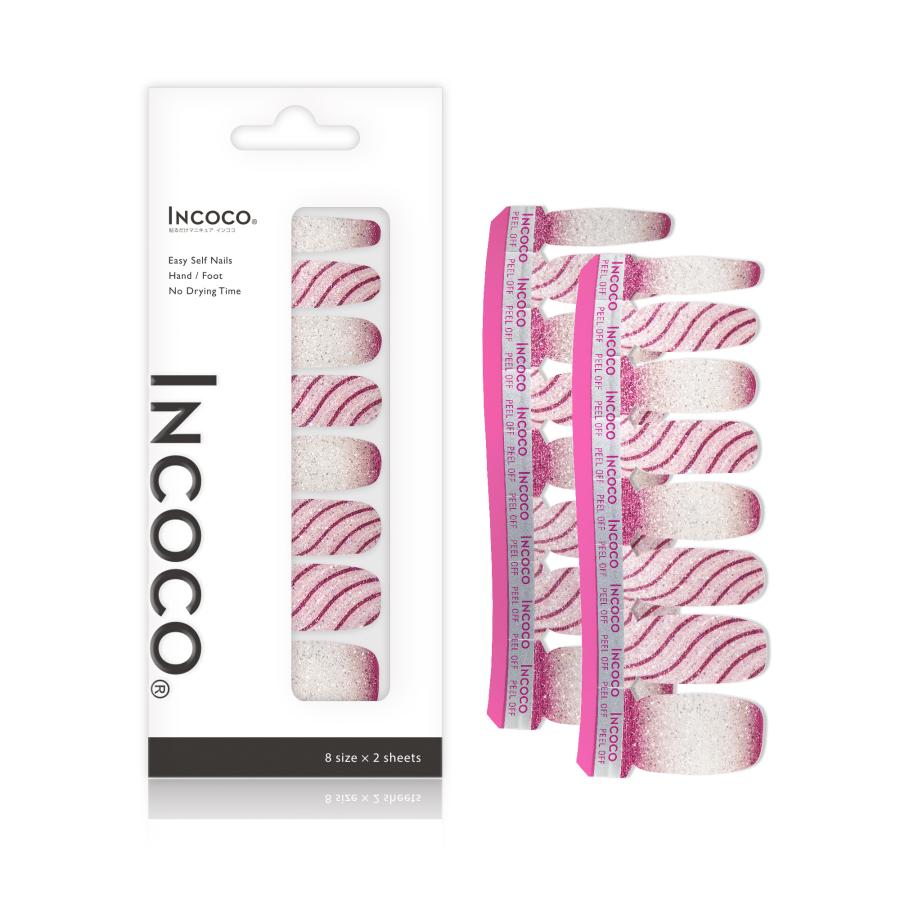 ネイルシール 貼るだけ インココ INCOCO ジェルネイル風 シール ホワイト ピンク パープル クリスマス 貼る ネイル ペディキュア セルフ 簡単 足 爆買 | INCOCO | 04