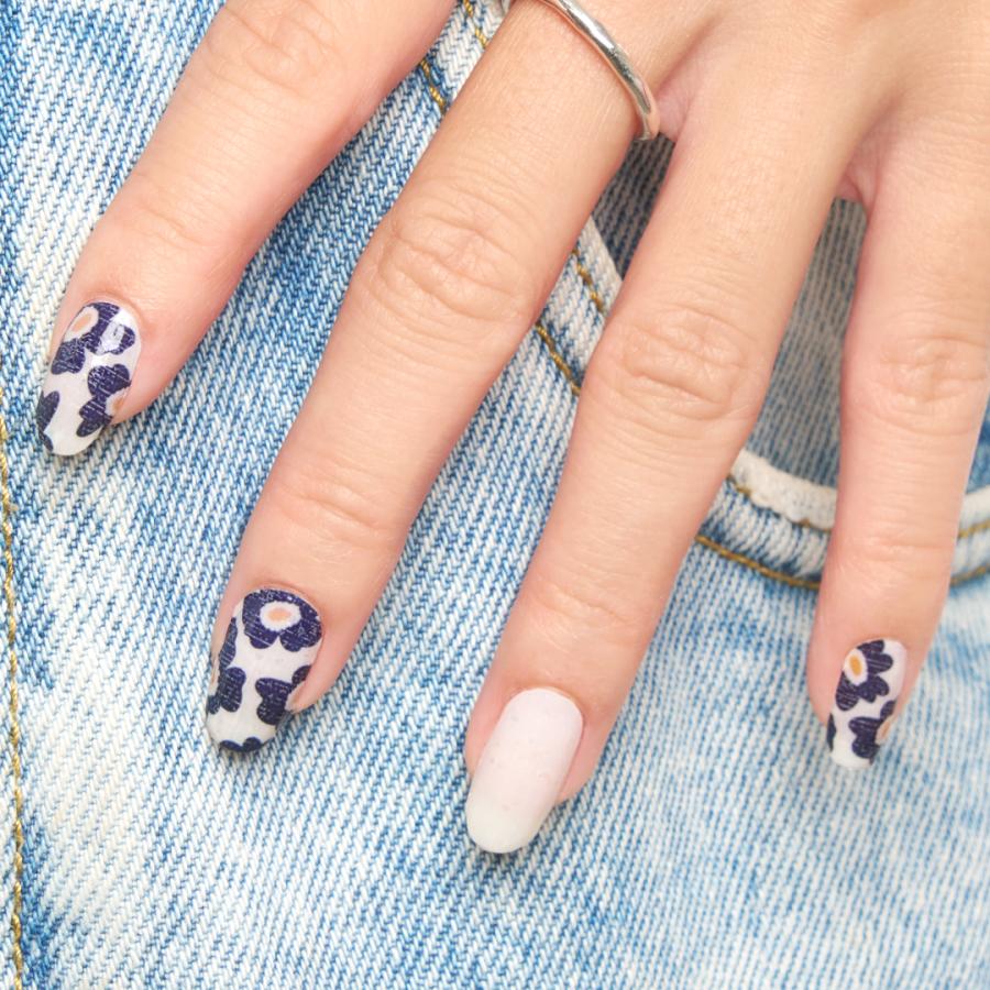 ネイルシール 貼るだけ 簡単 硬化なし インココ 白 紺 マニキュア 花柄 ペディ 春 ネイル セルフ INCOCO キラキラ | INCOCO | 13