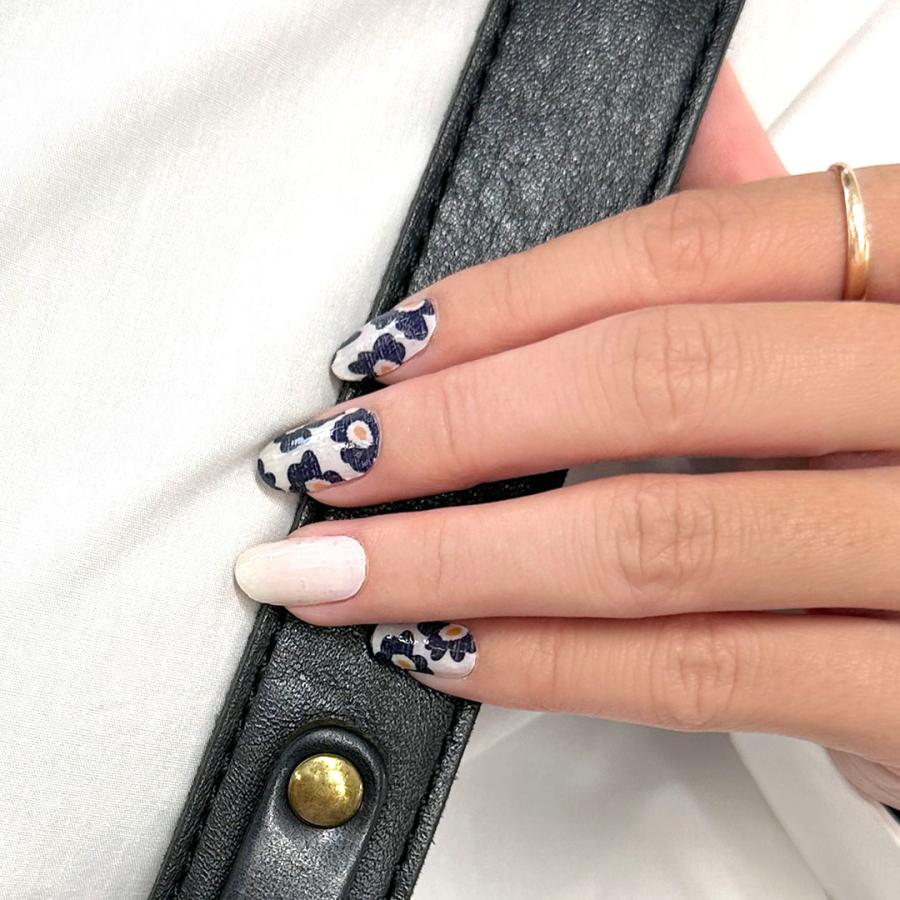 ネイルシール 貼るだけ 簡単 硬化なし インココ 白 紺 マニキュア 花柄 ペディ 春 ネイル セルフ INCOCO キラキラ | INCOCO | 12