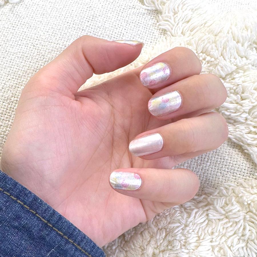 ネイルシール フット 貼るだけ 簡単 硬化なし インココ パステル マニキュア パールホワイト 柄 ペディ 貼るだけ ネイル セルフ INCOCO キラキラ | INCOCO | 08