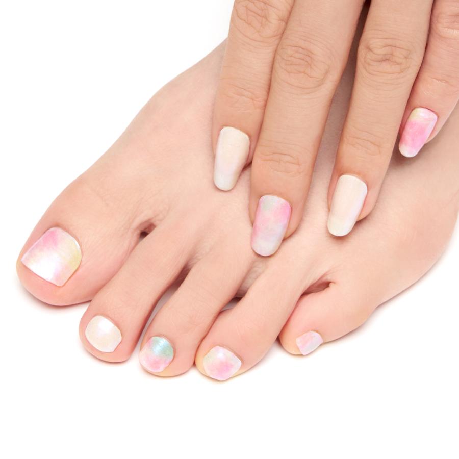 ネイルシール 貼るだけ 簡単 硬化なし インココ マニキュア 白 ピンク タイダイ 柄 ペディ 貼るだけ ネイル セルフ INCOCO キラキラ | INCOCO | 08