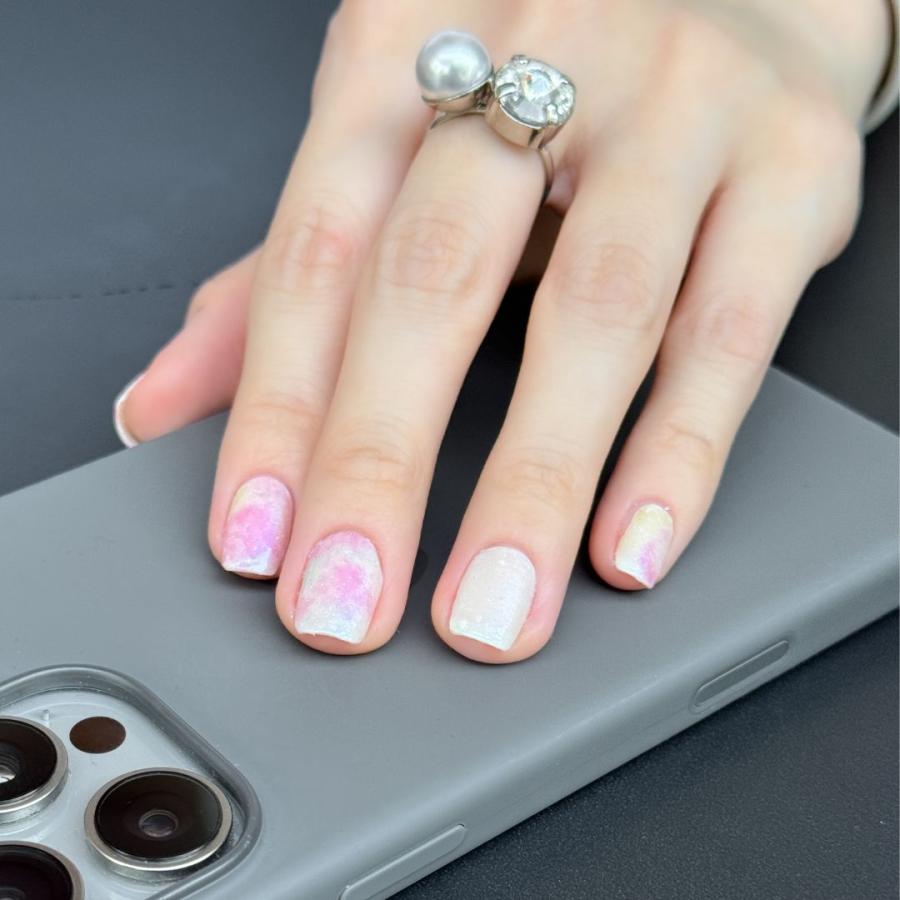 ネイルシール 貼るだけ 簡単 硬化なし インココ マニキュア 白 ピンク タイダイ 柄 ペディ 貼るだけ ネイル セルフ INCOCO キラキラ | INCOCO | 07