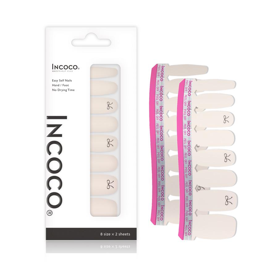 ネイルシール 貼るだけ 簡単 インココ INCOCO ジェルネイル風 シール リボン ホワイト 貼る ネイル ペディキュア セルフ 簡単 貼るだけ 足 キラキラ | INCOCO | 04