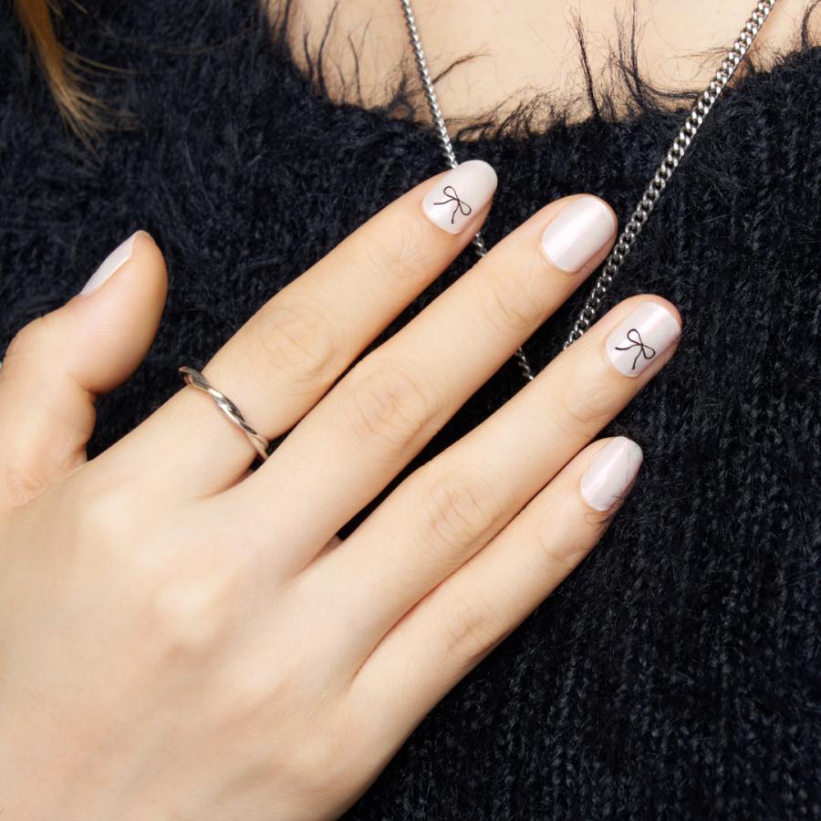 ネイルシール 貼るだけ 簡単 インココ INCOCO ジェルネイル風 シール リボン ホワイト 貼る ネイル ペディキュア セルフ 簡単 貼るだけ 足 キラキラ | INCOCO | 10