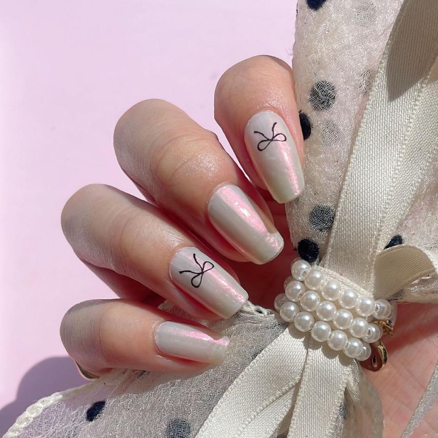 ネイルシール 貼るだけ 簡単 インココ INCOCO ジェルネイル風 シール リボン ホワイト 貼る ネイル ペディキュア セルフ 簡単 貼るだけ 足 キラキラ | INCOCO | 08