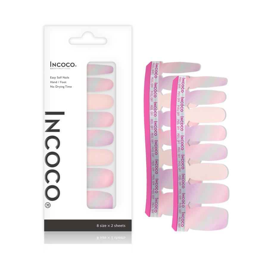 ネイルシール 貼るだけ ジェルネイル風 インココ INCOCO シール ホワイト ピンク 貼る ネイル セルフネイル ペディキュア セルフ 簡単 足 キラキラ | INCOCO | 04