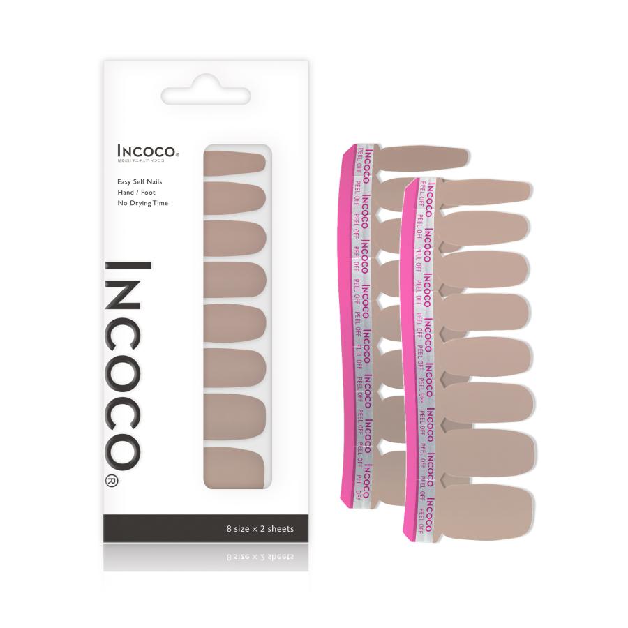 ネイルシール 貼るだけ インココ  単色 オフィス 無地 マニキュア ベージュ シンプル 貼る ネイル ペディキュア セルフ 簡単 貼るだけ 足 | INCOCO | 04