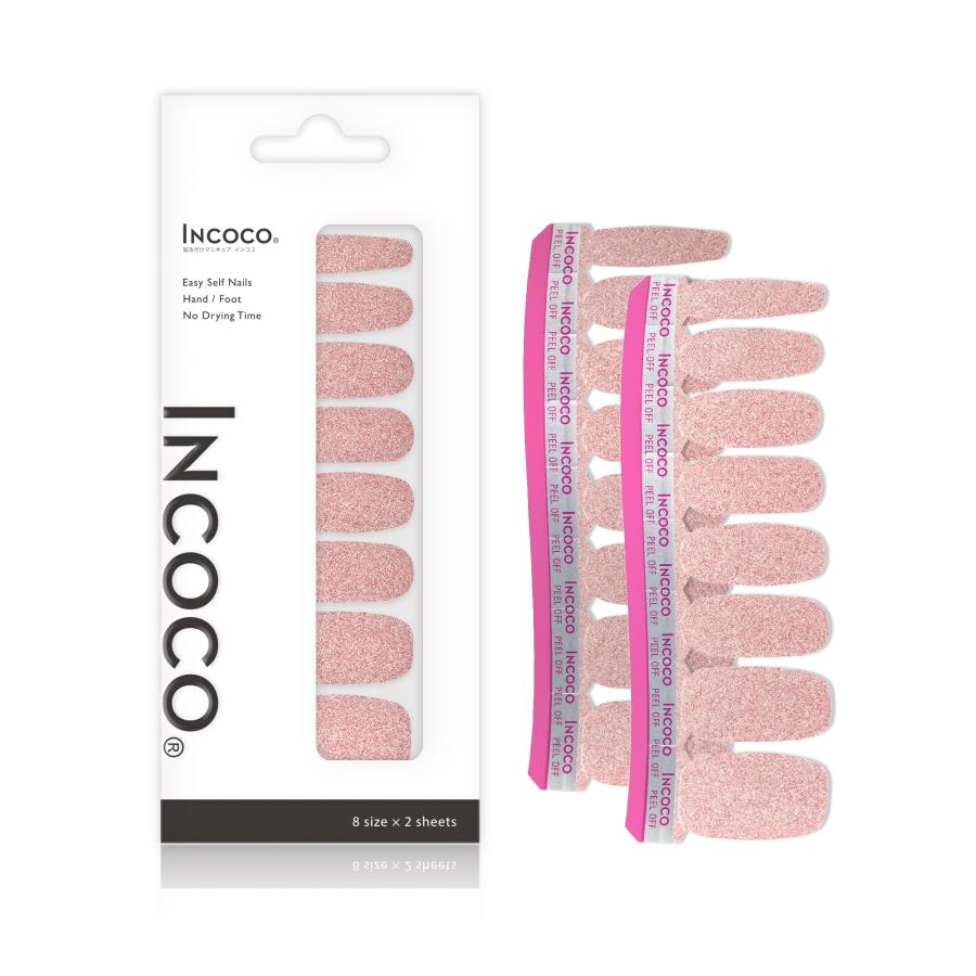 ネイルシール ジェルネイル風 硬化なし インココ マニキュア ピンク 貼るだけ ネイル ペディキュア INCOCO セルフ 簡単 足 キラキラ ポイント消化 | INCOCO | 04
