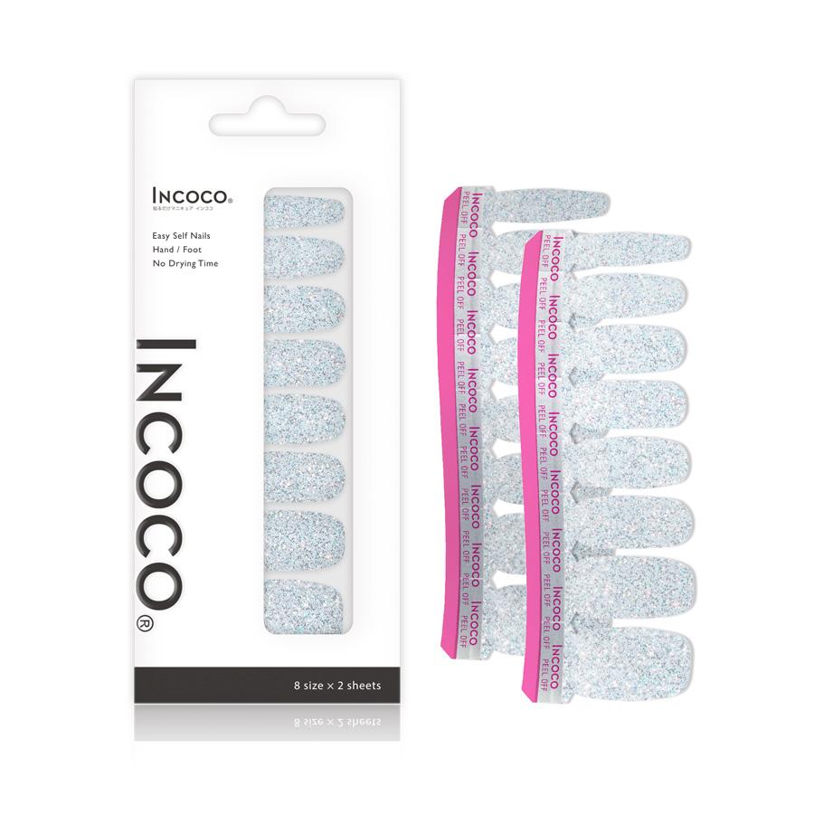 ネイルシール 貼るだけ 簡単 インココ INCOCO ジェルネイル風 シール ラメ ブルー 貼る ネイル ペディキュア セルフ 簡単 貼るだけ 足 キラキラ | INCOCO | 04