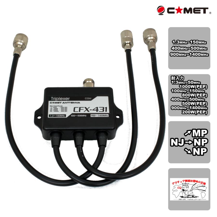 CFX-431A コメット 144/430/1200MHz トリプレクサー ケーブルタイプ MX-3000N同等品 | COMET（無線）