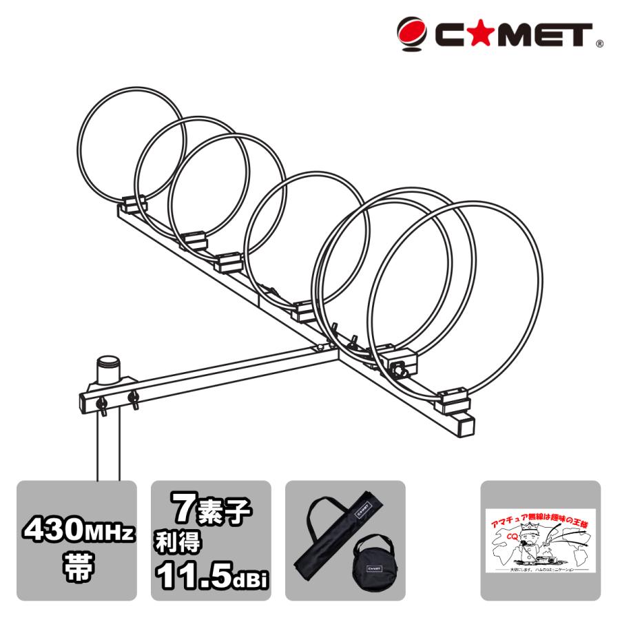 HFJ-L77Y コメット 430MHz帯7エレメントループアンテナ BNC-J 限定生産在庫限り エレメント、ブーム収納袋同梱 | COMET（無線）