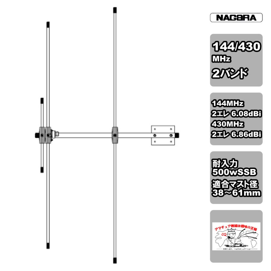 DO-2B3 ナガラ 144/430MHz 2バンド共用2エレ八木アンテナ ブーム長：0.6m | 