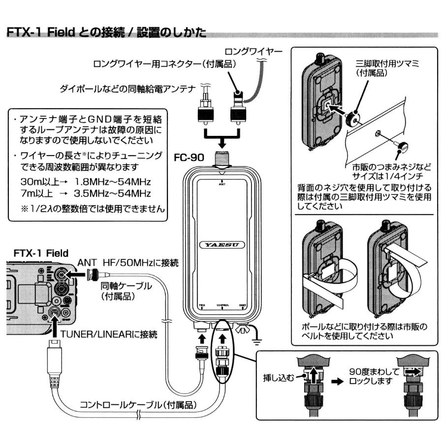 FC-90 YAESU FTX-1 Field用 HF/50MHz帯 10W ロングワイヤー/50Ω系アンテナ対応オートアンテナチューナー | 八重洲無線 | 02