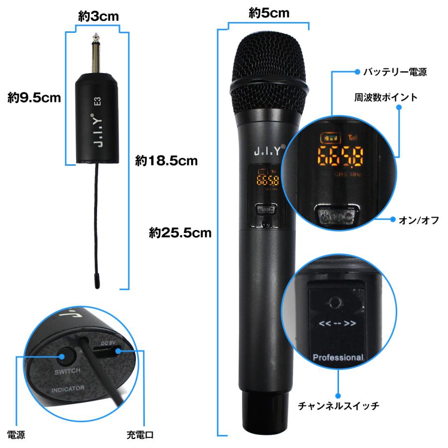 プロフェッショナルマイク 正規認証品 新規格 ワイヤレスマイク ハンドマイク 無線 カラオケマイク コードレス グレー