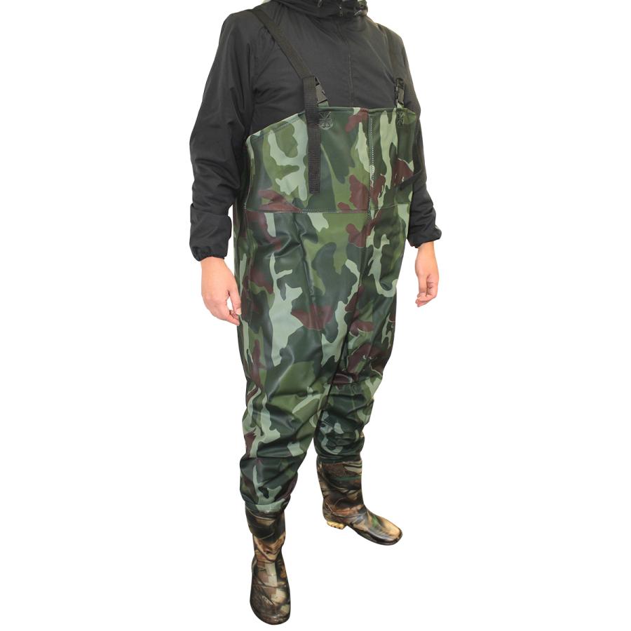 釣りウェア 胴付長靴 ラジアルソール 長靴サイズ全4種 チェストハイウェーダー 迷彩柄 カモフラ 水産用 つなぎ 作業服 潮干狩り アウトドア 釣り 旅行用品