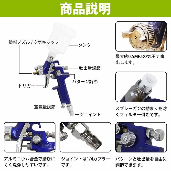 口径0.8mm/125cc』HVLP 重力式 スプレーガン 125ml 1/4カプラー 低圧